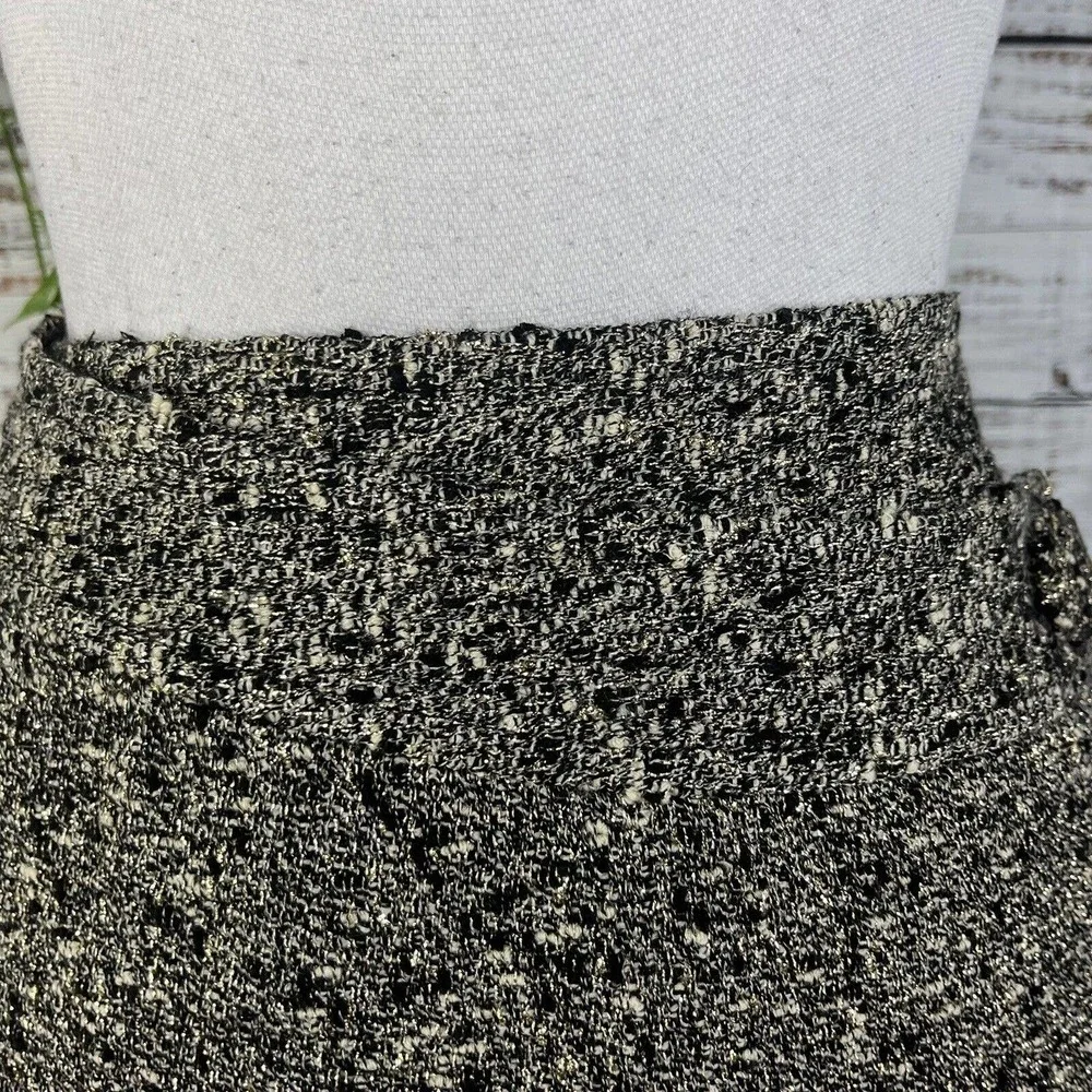 INC International Concepts Skirt 8 Silver Black Tweed Wool Wrap Cocktail Slim